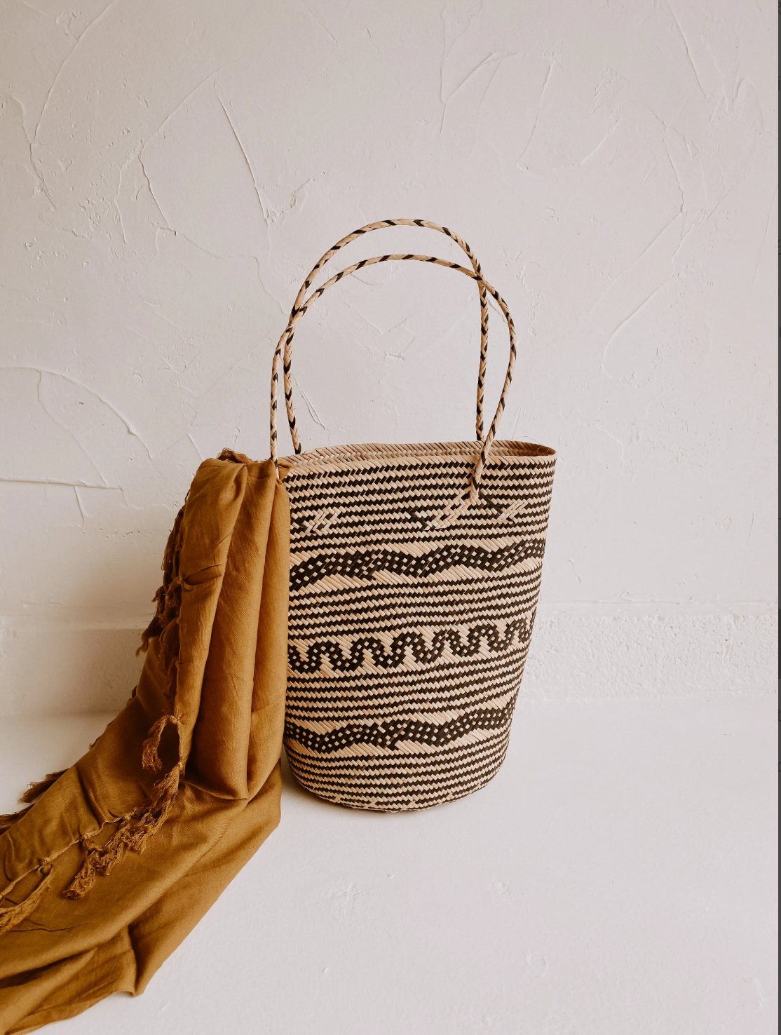 Magnolia Handmade Cane Woven and Leather Tote