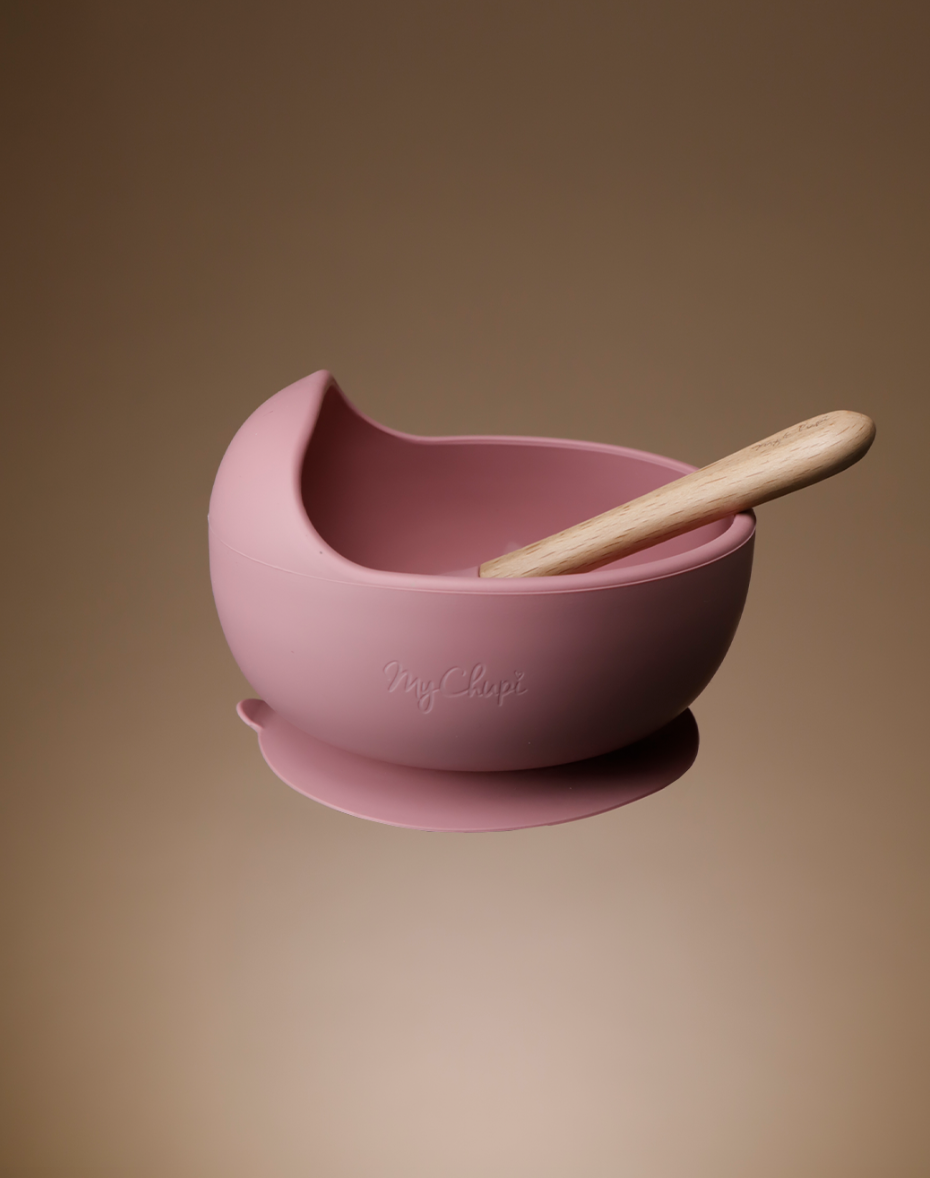 La Romi Ltd - Weaning Bowl + Spoon - Dusty Rose