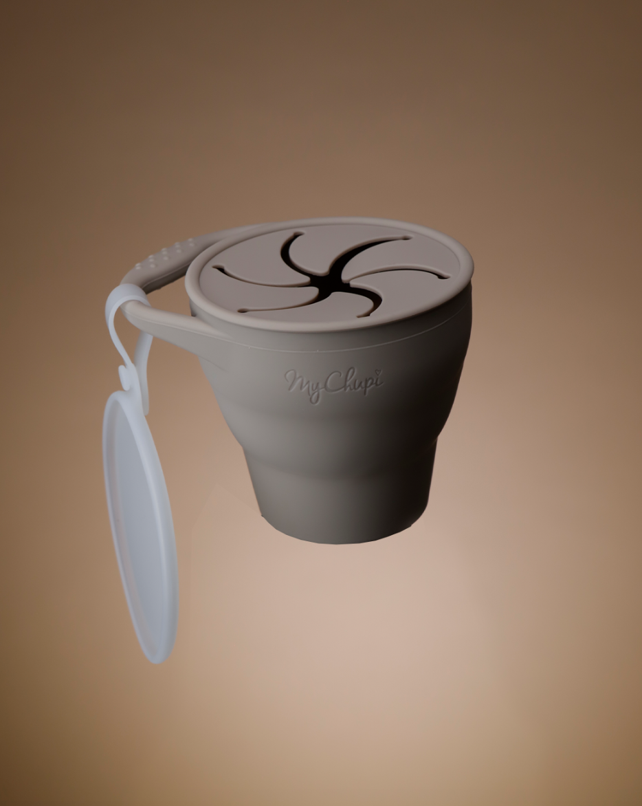 La Romi Ltd - New Collapsible Snacking Cups With Clip On Lid - Taupe