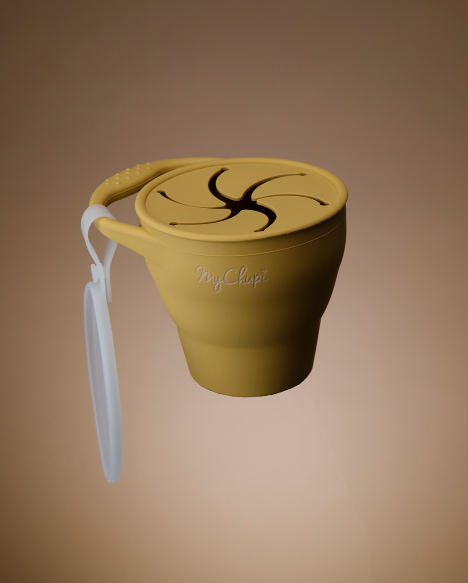 La Romi Ltd - New Collapsible Snacking Cups With Clip On Lid - Mustard