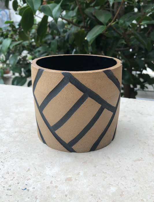 Alex Beck Ceramics - Diagonal Planter - Brown + Black