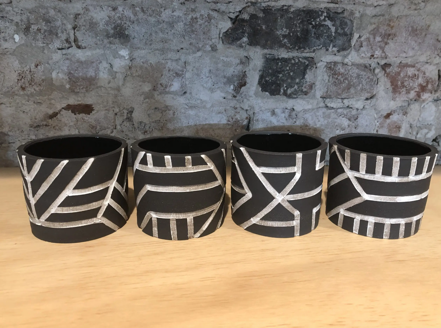 Alex Beck Ceramics - Diagonal Planter -  Black + White