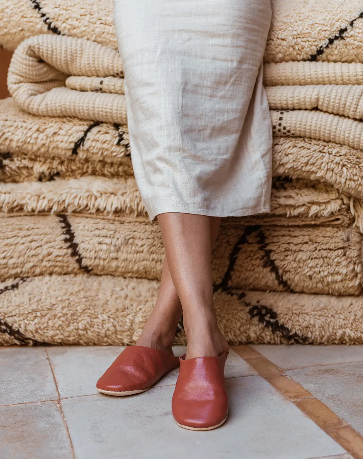 Bohemia Design - Moroccan Babouche Basic Slippers - Terracotta