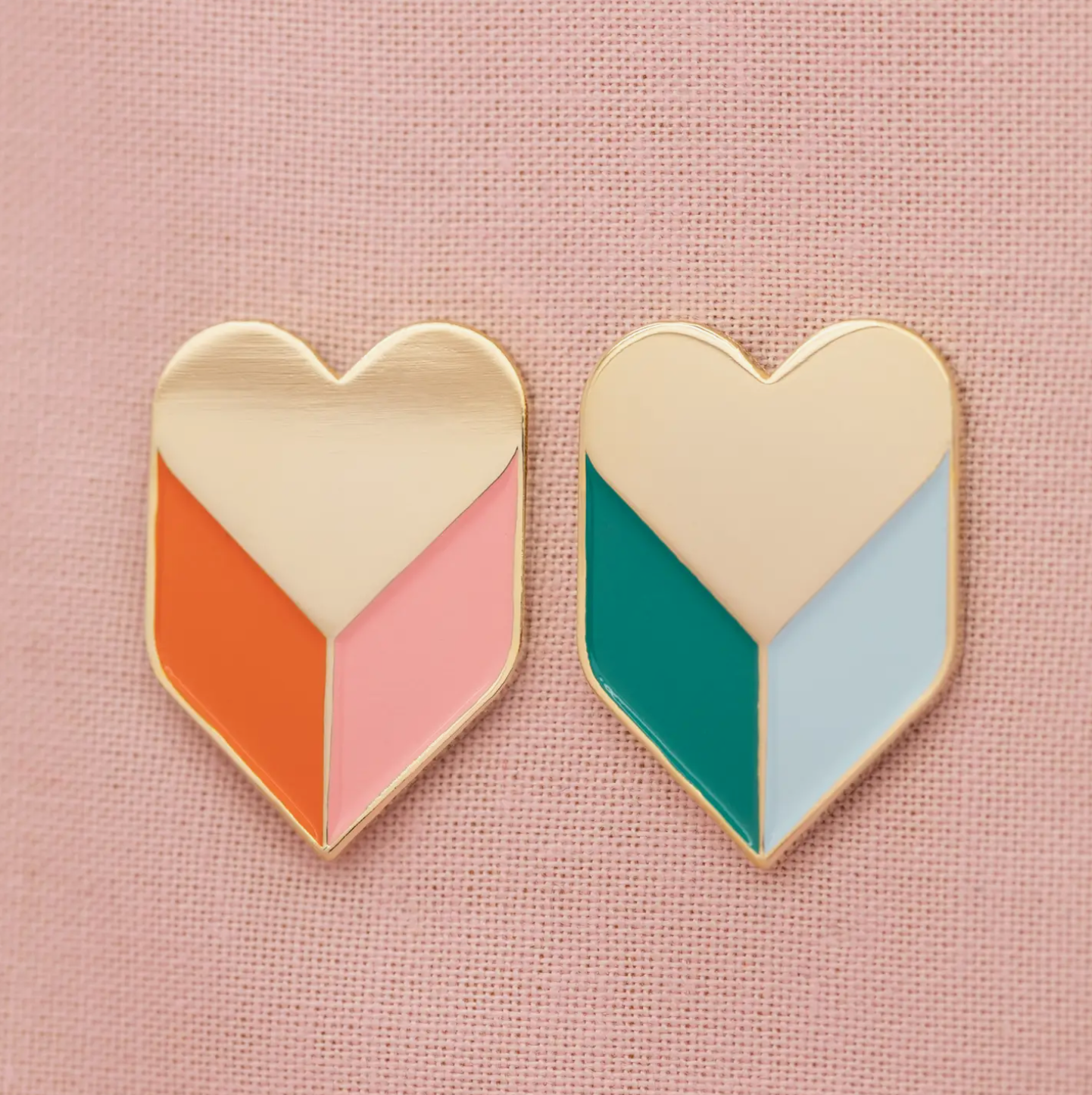 Tiny Deer Studio - Heart Shadow Enamel Pin - Orange/Pink