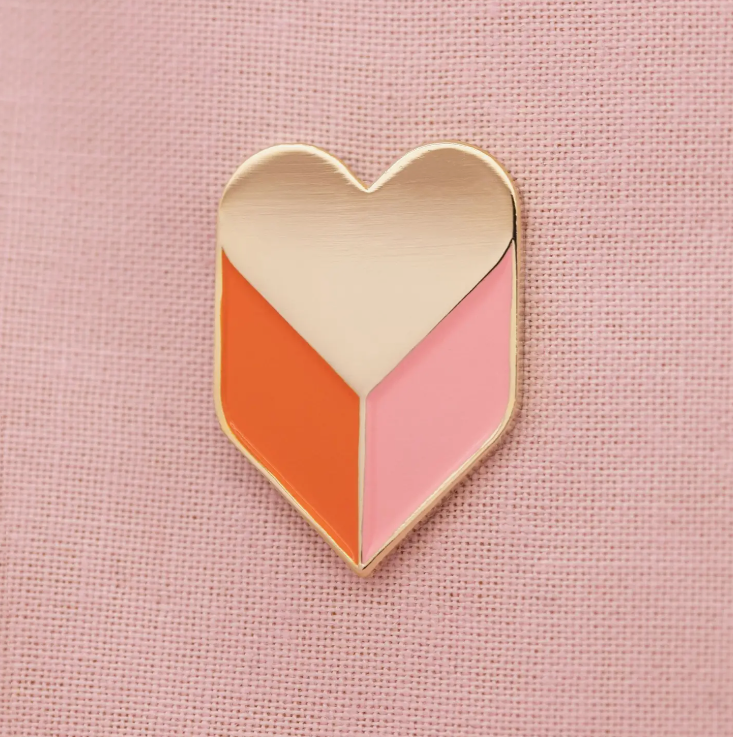 Tiny Deer Studio - Heart Shadow Enamel Pin - Orange/Pink